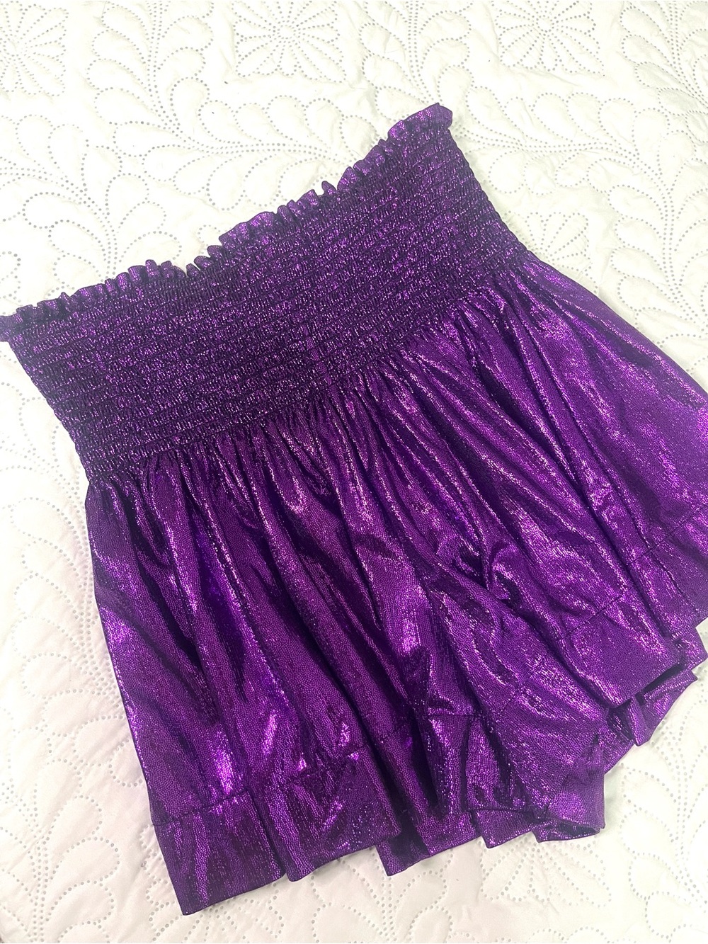 Queen Of Sparkles Purple Metallic Swing Shorts . Medium - Picture 3 of 5